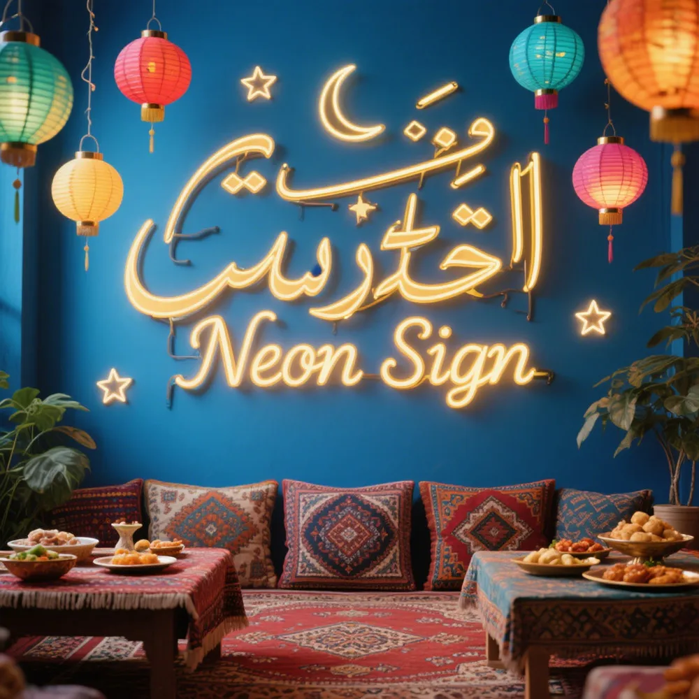 Customizable Eid al-Fitr Neon Light Sign LED Letters Personalized Name Wall Decor Art Dropshipping Customizable Home Decor