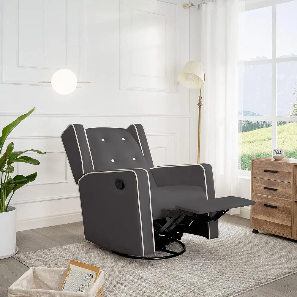 

Swivel Rocker Recliner Chair or Adults and Elders, Comortable Living Room Recliner with 360° Swivel, Manual Reclining with Adjus