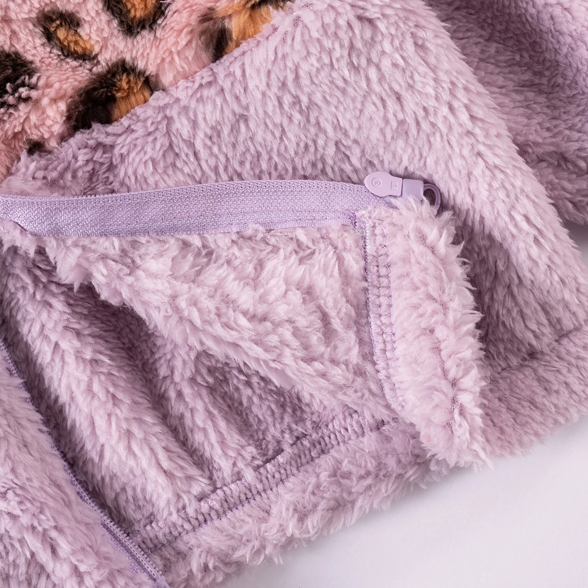 Autumn And Winter Girls\' Jacket Leopard Print Splicing Long-sleeved Zipper Top Plush Comfortable Children\'s Cardigan