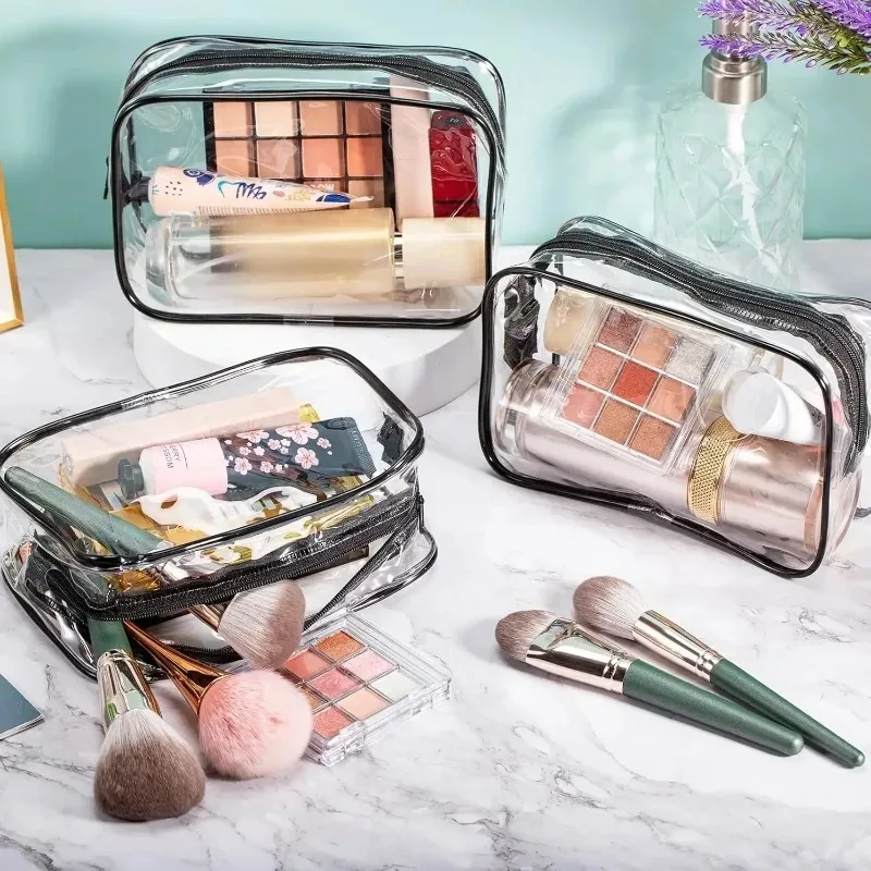 مجموعة منظم مستحضرات التجميل البلاستيكية الشفافة 1/12 قطعة من حقائب أدوات الزينة للسفر الشفافة لتخزين أدوات المكياج