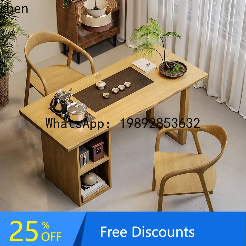 

FZ New Chinese Style Solid Wood Balcony Tea Table and Chair Set Home Mini Leisure Tea Drinking Table