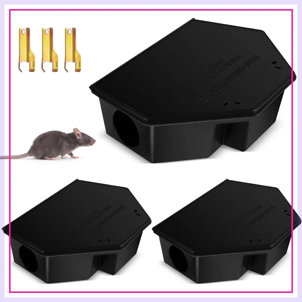 

3 Pcs Rat Bait Station with Keys, 13.58 x 8.98 x 3.35 Inch Rodent Station, Indoor Outdoor Use, Pet Safe, Bait Not Included