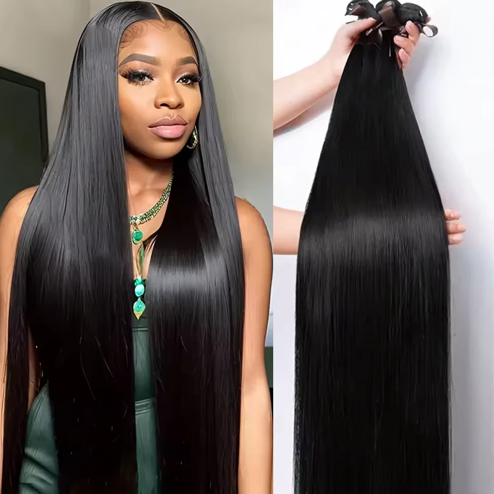 

20, 30, 40 дюймов, бразильские прямые пучки человеческих волос, натуральные черные пучки человеческих волос, 1/3/4 шт., толстые парики из 100% человеческих волос