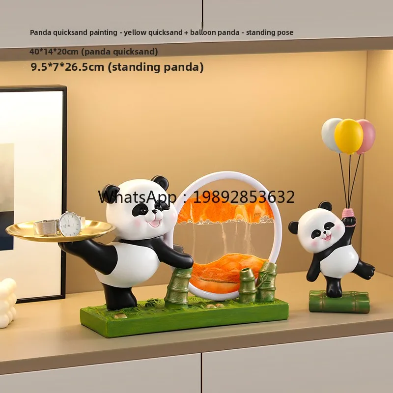 

ZC Panda Flowing Sand Painting Entrance Decoration Living Room TV Cabinet Home Decor Housewarming Gift