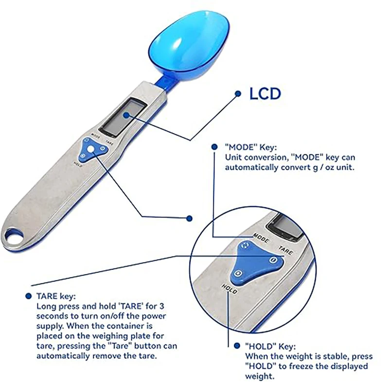 Bilancia per misurino LCD digitale a tre teste 0.1g-500g cucchiaio dosatore elettronico Mini utensile da cucina