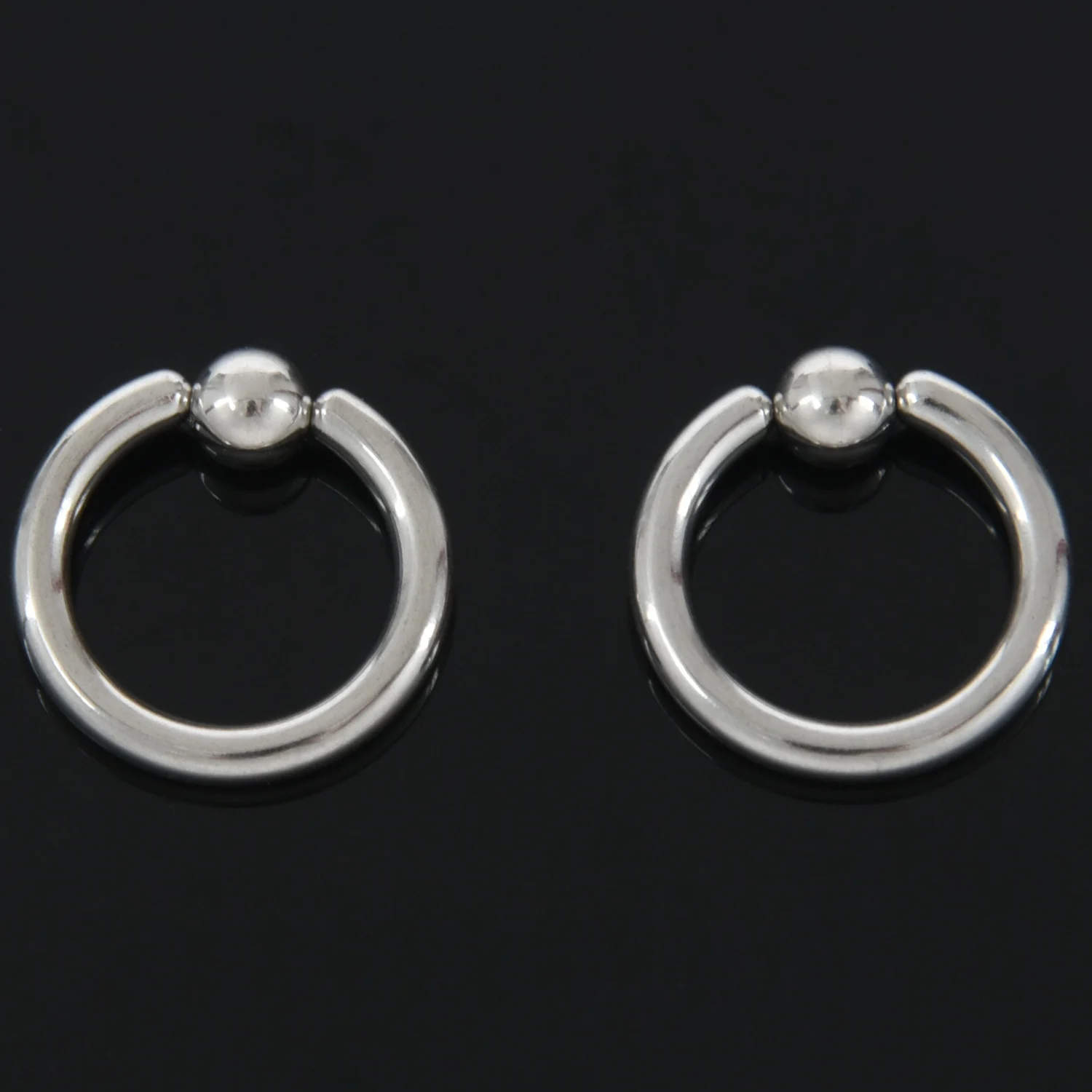 FZFZ 1 paar roestvrijstalen gevangen kraal oorringen hoepel studs piercing sieraden staalkleur, 6 g (4 mm) x 16 mm