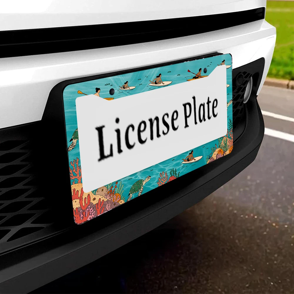 1 قطعة الأزرق الملونة تصفح نمط 2 حفرة إطار لوحة الرخصة مادة الألومنيوم 6x12 بوصة مع المسمار مجموعة متعة سيارة الديكور Gi