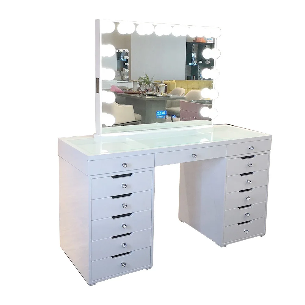 Multifunction Makeup Dresser LED Lighted Vanity Modern Bedroom Furniture Home Hotel Apartment Vanities