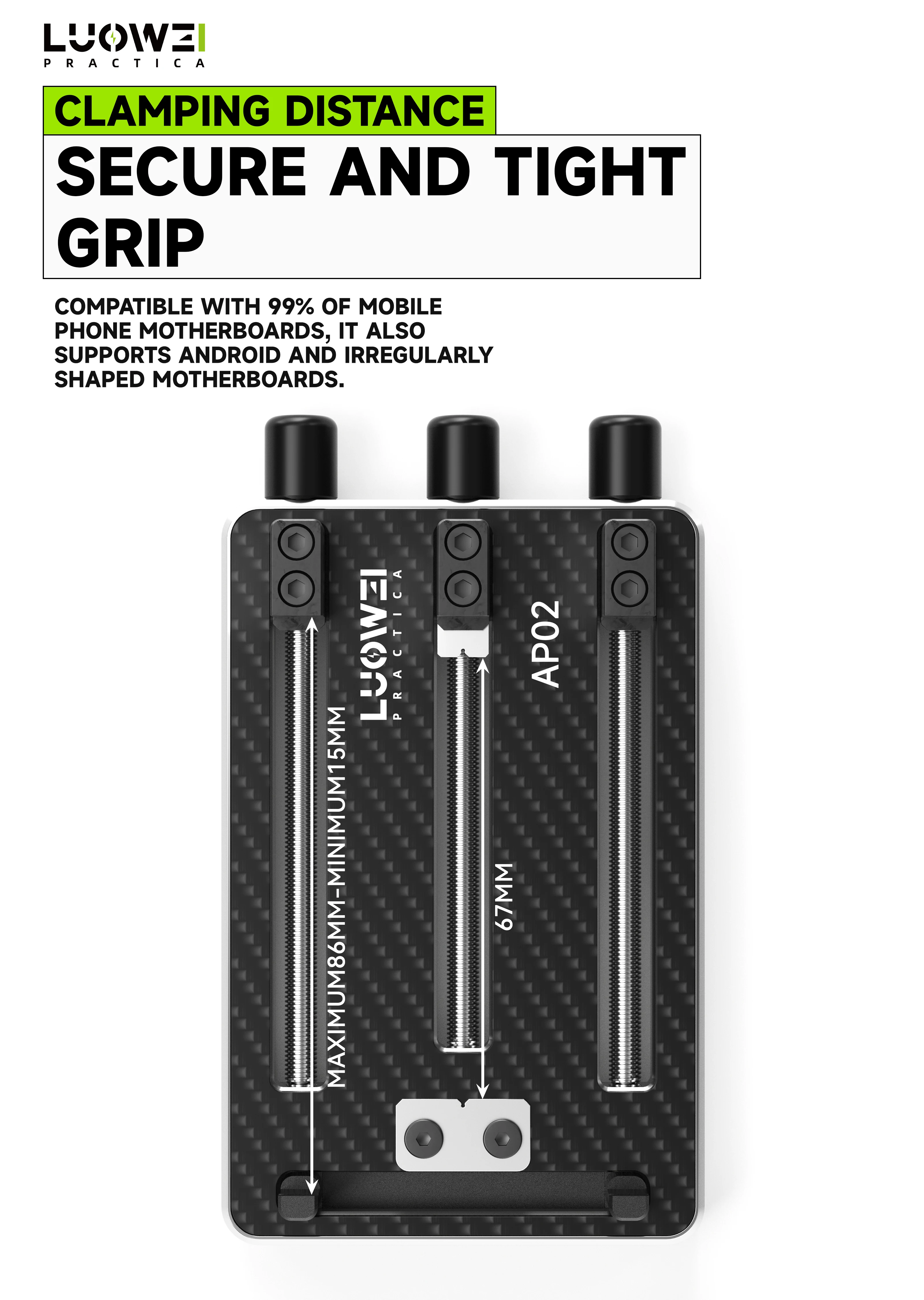 LUOWEI LW-AP02 Triaxial Carbon Fiber Motherboard Fixture/Mobile PCB Clamp/Mobile PCB Repair Fixture/Repair Tools