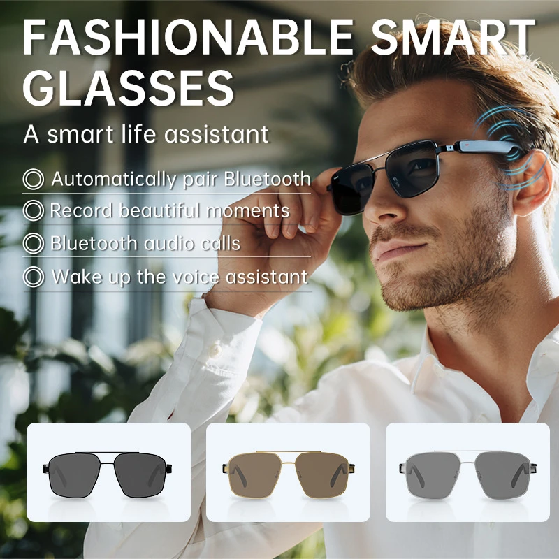 Novos óculos inteligentes bluetooth 5.3 chamada ao ar livre multifuncional esportes fones de ouvido à prova dwaterproof água anti-uv para homens mulheres óculos de sol