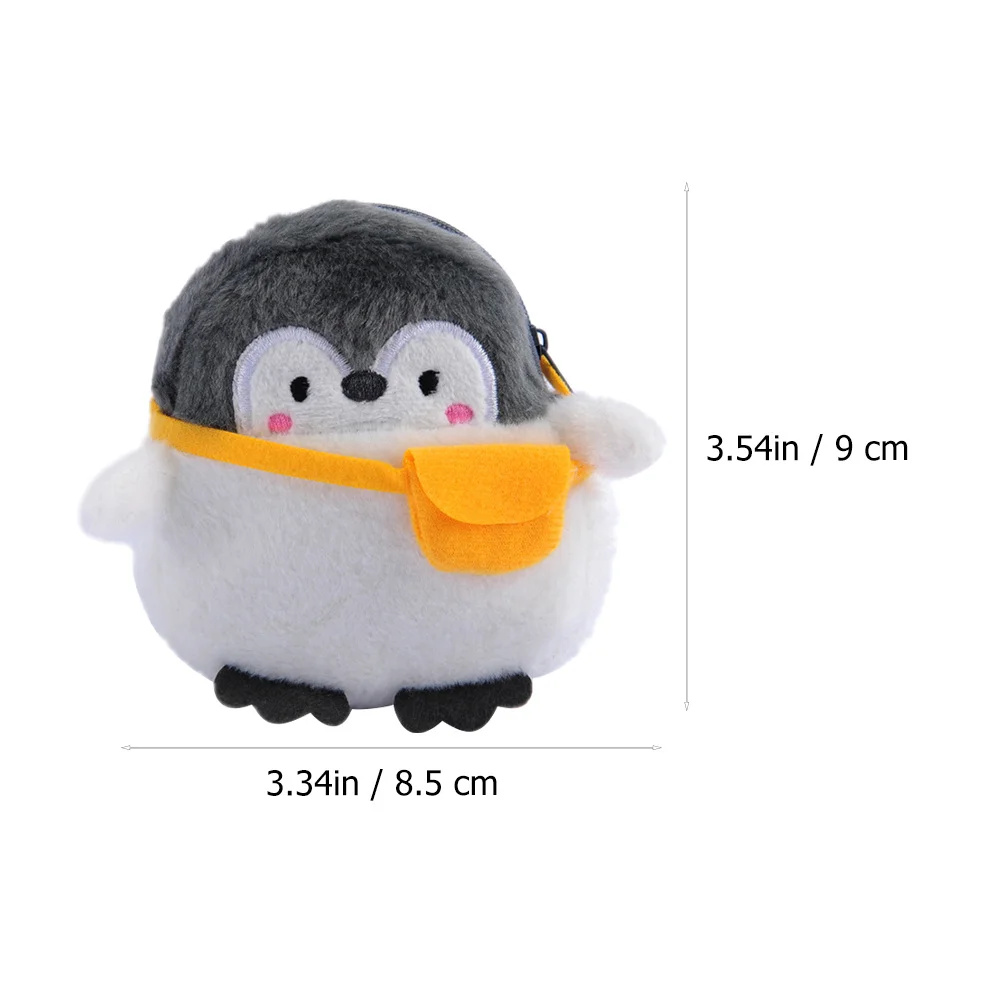 Borsa da pinguino cartone animato da 2 pezzi Mini borsa dal design carino con cerniera Pratico e comodo regalo di compleanno per le donne Nero