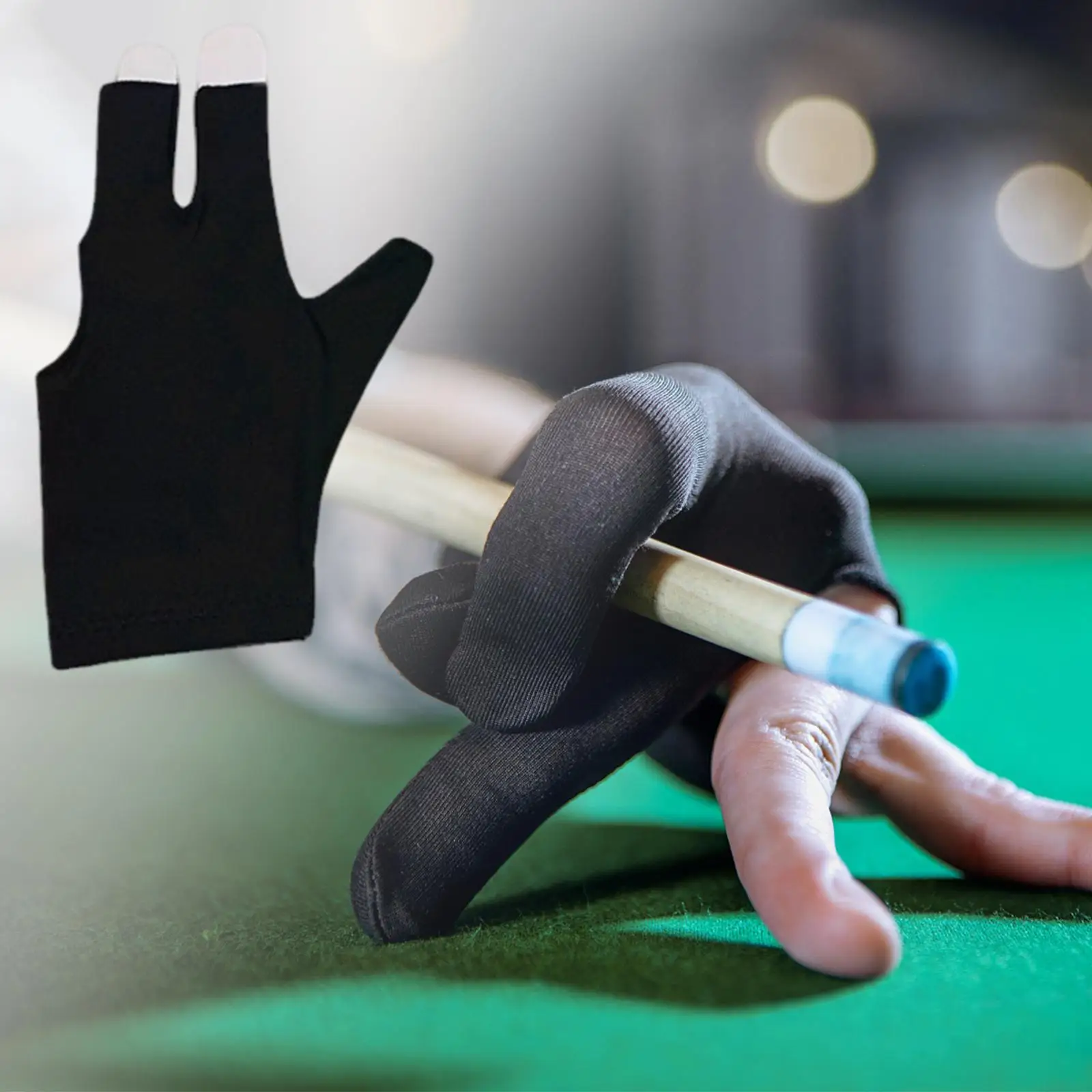 Billiard Elastic 3 Fingers Non-Slip Pool Cue Snooker Comfortable Sweat Absorbing Suitable for Fitness Practice