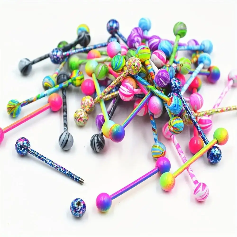 Stainless Steel Tongue Rings for Men 5/10/20pcs Fashionable Nipple Rings Body Piercing Jewelry Colorful For Unisex