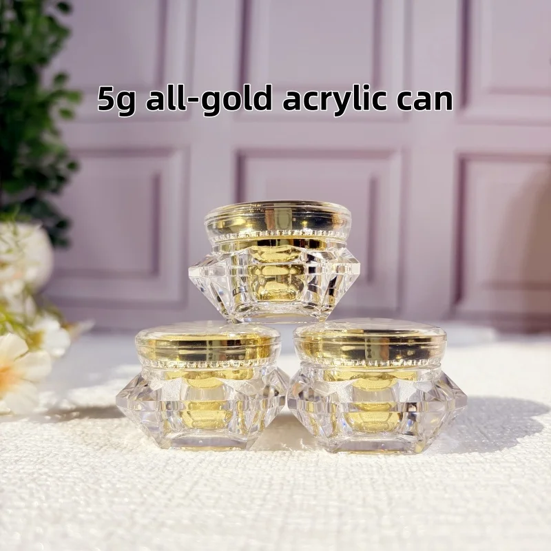 

Набор из 10 акриловых баночек для косметики, 5 г, полностью золотые, ромбовидные, для крема для глаз, с завинчивающейся крышкой, для лосьона, бальзама для губ, бесплатный образец