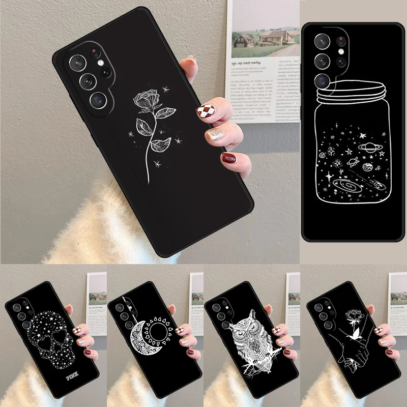 Abstract Line Lovers Smoking Hand Phone Case for Samsung Galaxy note 10 pro S26 Ultra S23 S24 FE S25 S21 S22 PLUS Cove