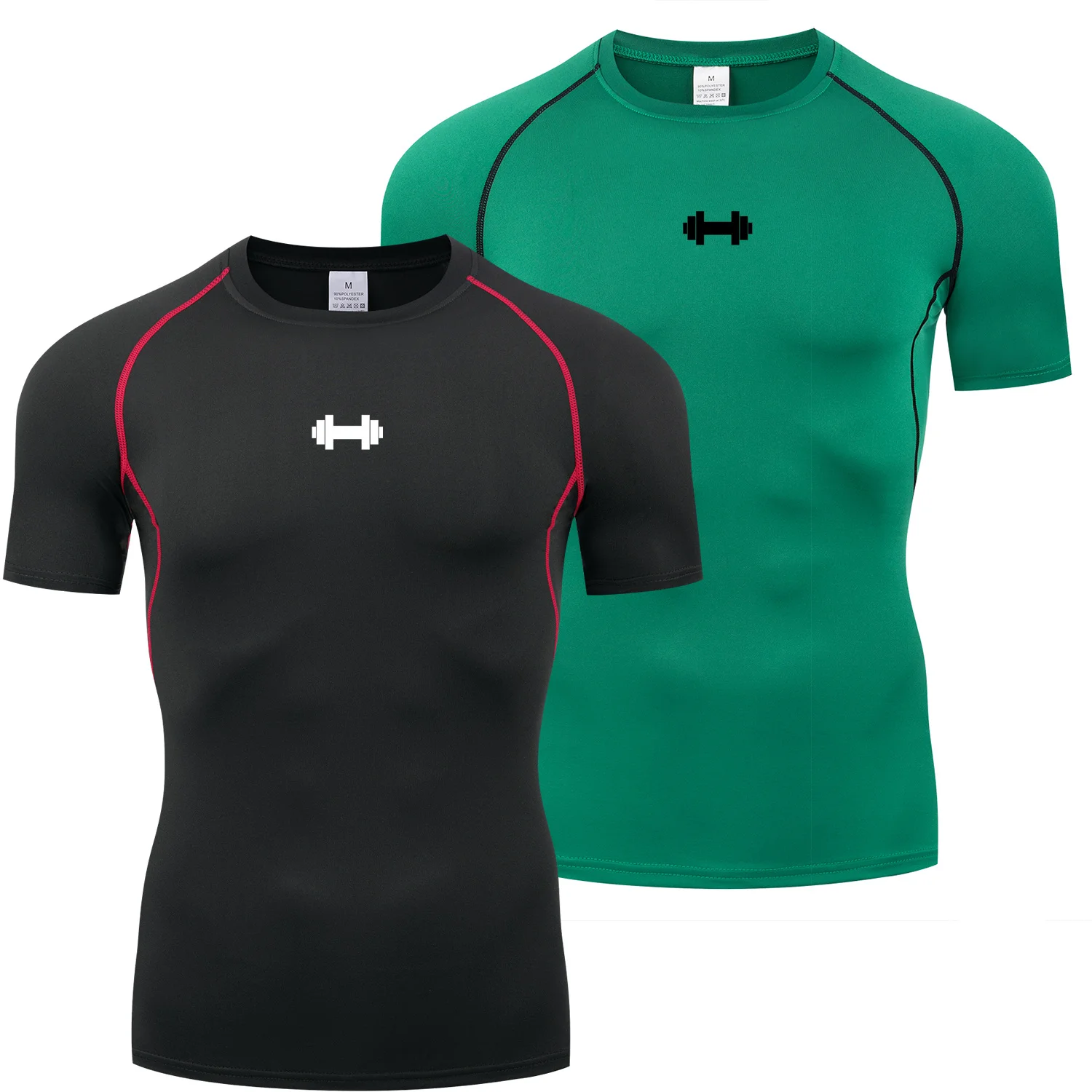 Compression T-Shirt Men's Summer Sportswear Running T-Shirt Elastic Quick Drying Sports Top T-Shirt Gym Dumbbell Exercise Shirt