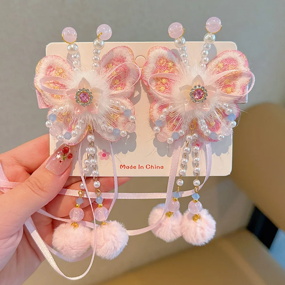 

Hanfu Headwear Children's New Year Hairpin Cute Sweet Chinese Style Red Barrettes Tassel Tang Suit Ancient Style Hair Clip