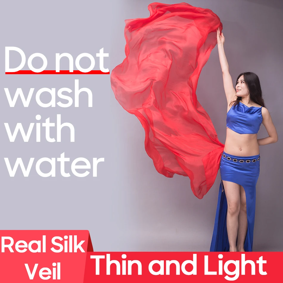 

Women's 100% Silk Veil Scarf Thin Light Not Wash With Water For Stage Performance Personal Practice Belly Dance Acccessories