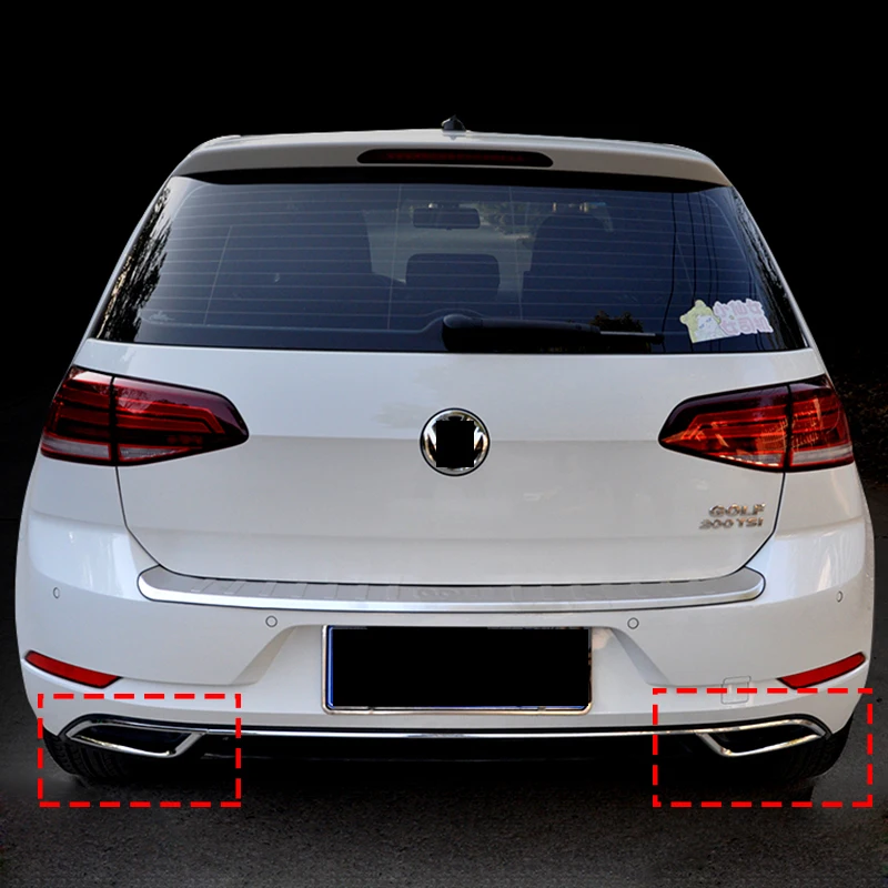 ABS Chrome Car Rear Exhaust Pipe Muffler Tips Cover Trim for VW Golf 7.5 MK7 Accessories 2018 2019