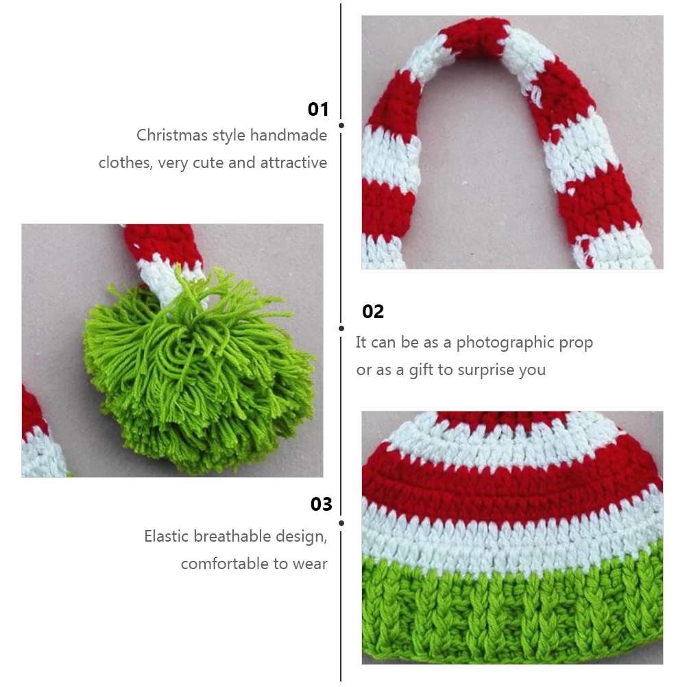 

Christmas Hat Socks Set Hats for Costumes Photography Clothing Knitted Suit Outfits Yarn Props