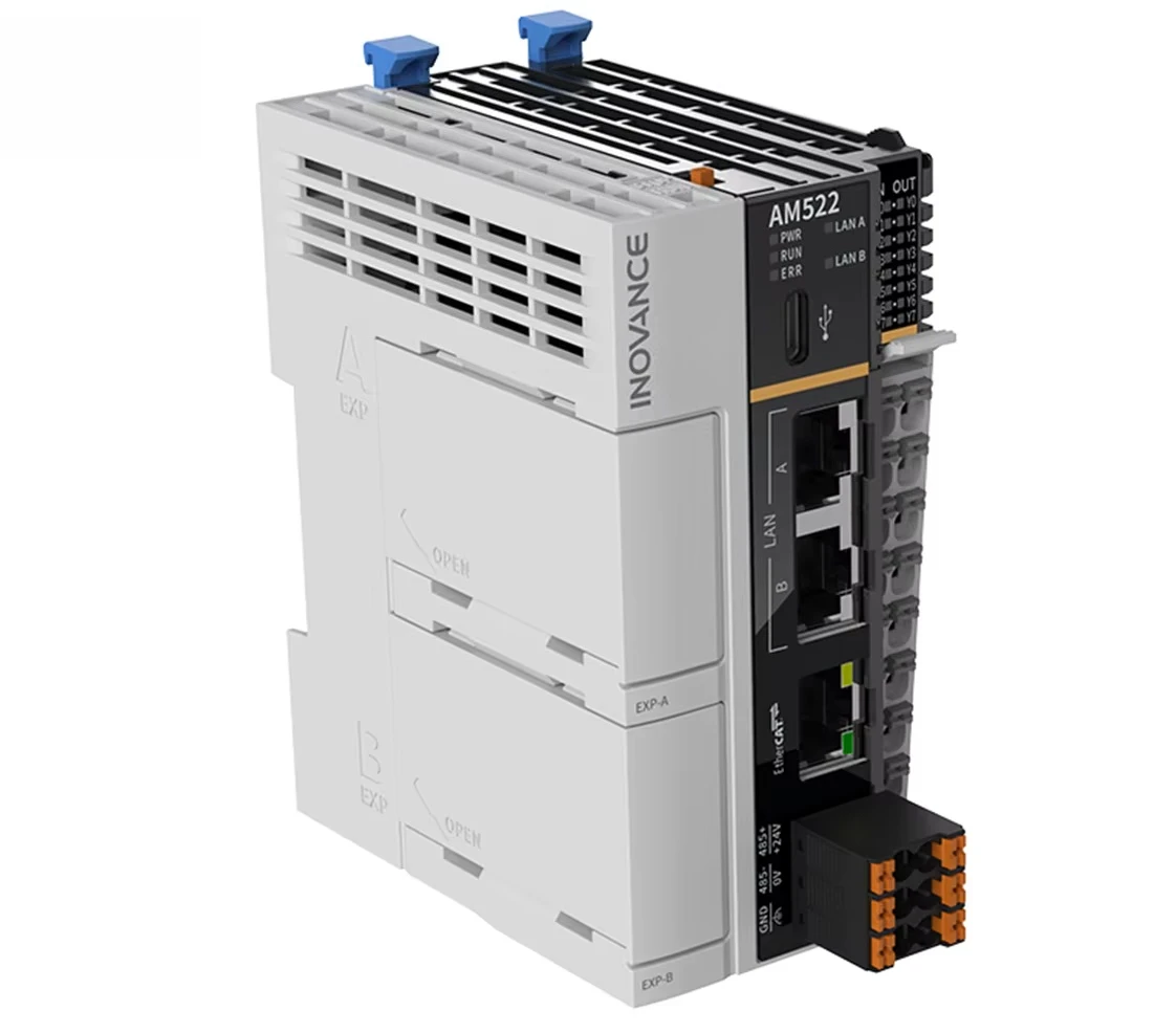 

Программируемый логический контроллер Inovance PLC серии AM500 с высокой производительностью и поддержкой EtherCAT, модель AM521-0808TN, для промышленного контроля.