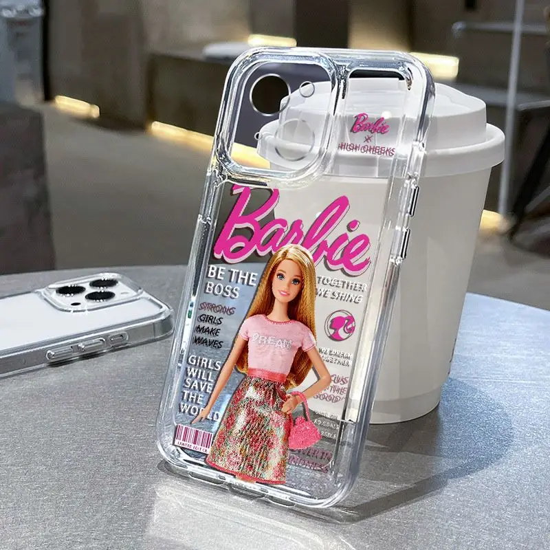 Barbie Fashion Beautiful Cute Phone Case For iPhone 15 14 13 11 12 Pro Max XR XS MAX 7 8 Plus Y2K Pink Girl Kawaii Cartoon Cover