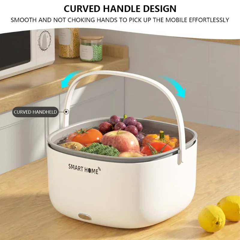 Vegetable And Fruit Washing Machine Food Ultrasonic Washing Bucket Large Capacity Food Grains Purifie 4L