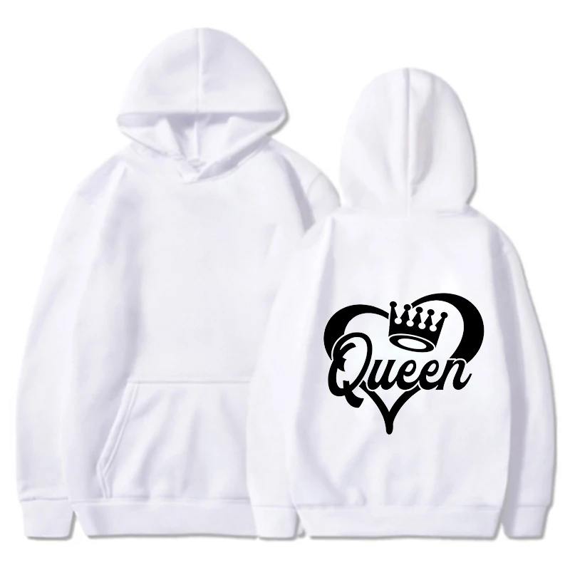 New Valentine\'s Day Couple King Queen Love Hoodies Women Men Fashion Long Sleeve Harajuku Sweatshirts Unisex Tops