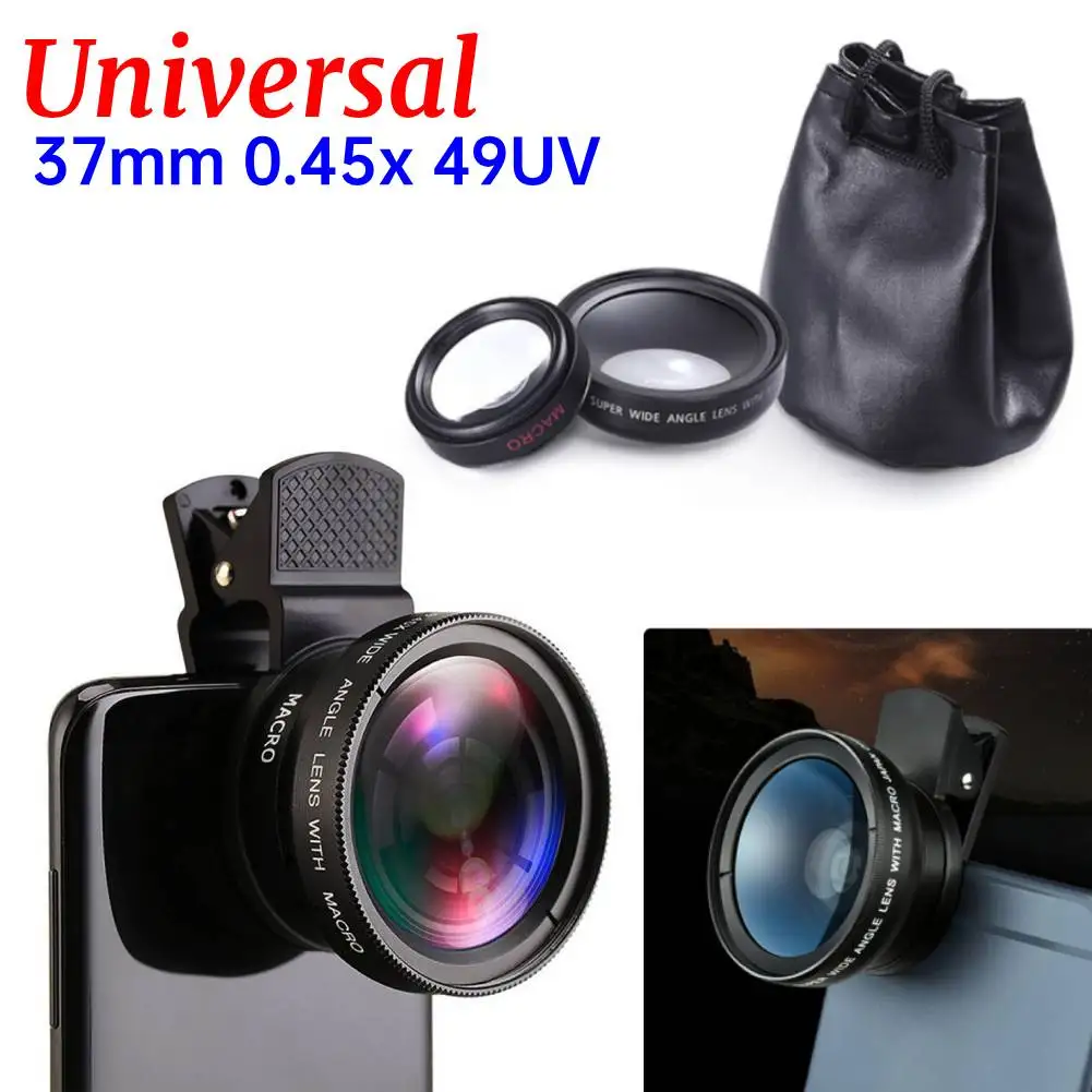 Professional Super Wide-Angle + Macro HD Lens 0.45X 49UV Super Wide-Angle + Macro HD Lens for iPhone Android