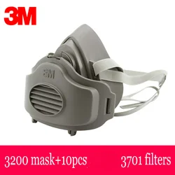 3M 3200 Half Face Dust Gas Mask with 20pcs 3M 3701 filters Respirator Safety Protective Mask Anti Dust Organic Vapors