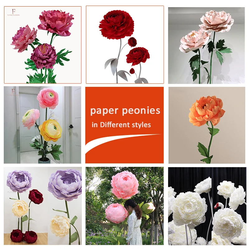 Giant Crepe Paper Peony Flowers Graduation Wedding Festival Holiday Decorations Artificial Mother's Day Easter Valentine's Day