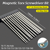 Magnetic Torx Screwdriver Bit 150mm T6-T40 1/4\