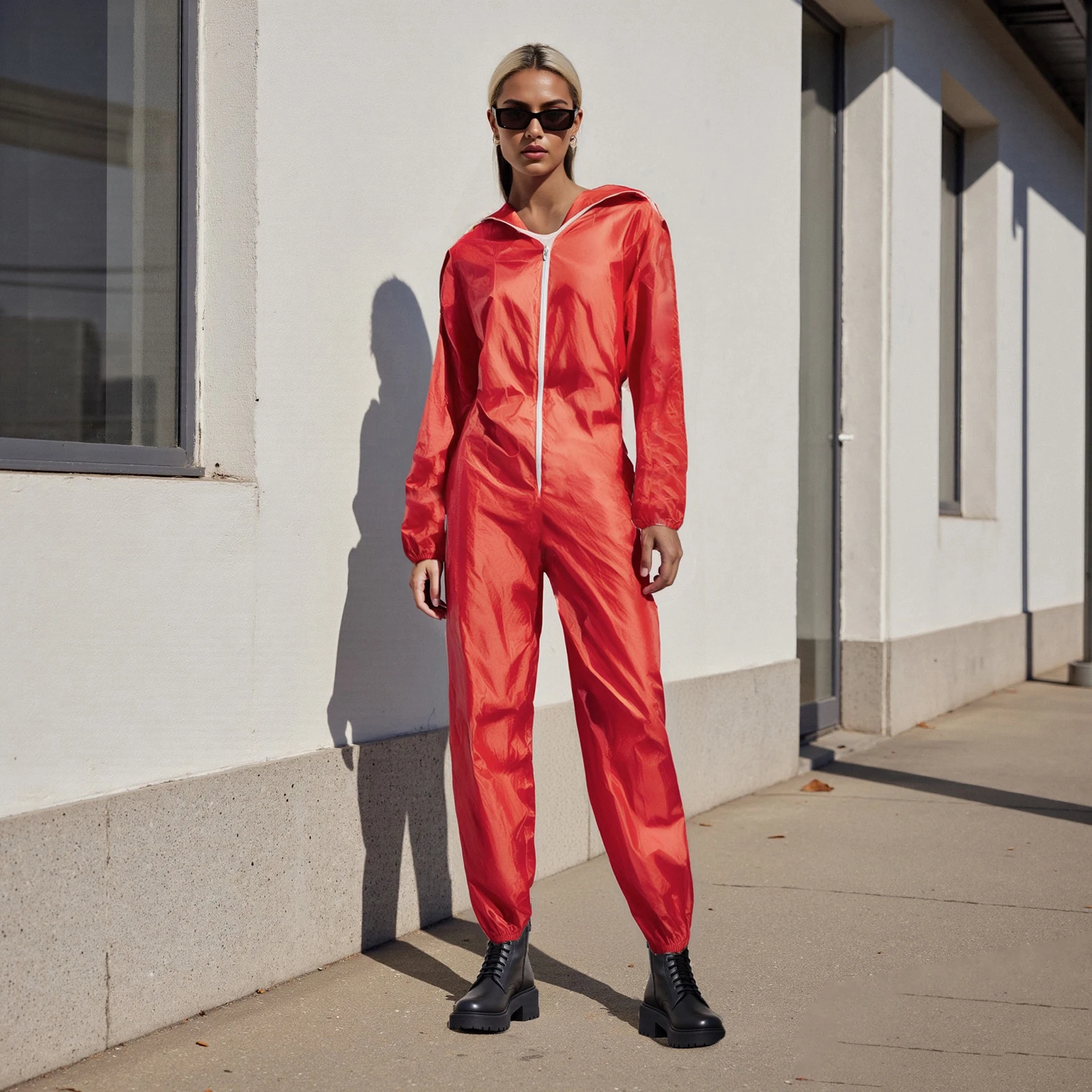 

Women Solid Colors Zipper Long Sleeves Jumpsuit Men Halloween Costumes for Cosplay Party Outfits