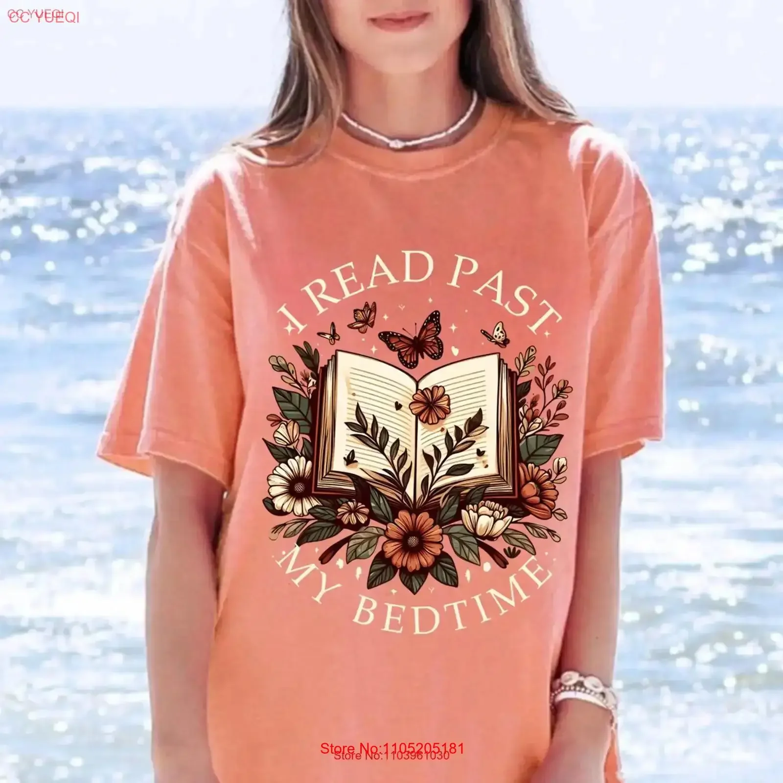 I Read Past My Bedtime T Shirt Book Lover Funny Reading Bibliophile Floral Design s for Readers vintage Washed Stylish graphic
