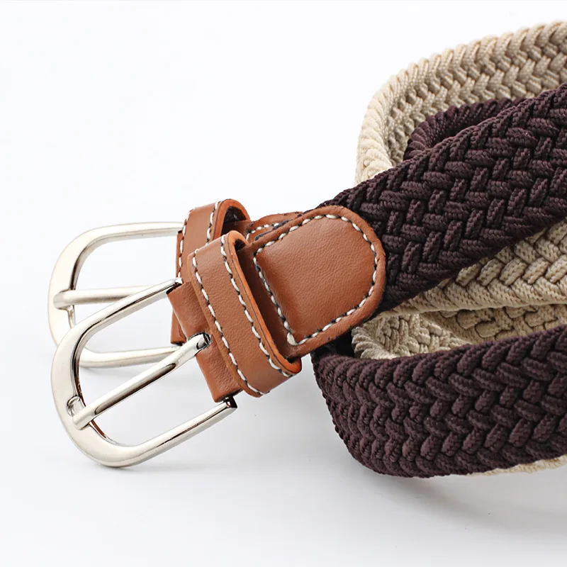 2.5cmx100cm Unisex Extended Elastic Knitted Thin Belt Women's Needle Button Canvas Jeans Student  Canvas Elastic Belt for Women