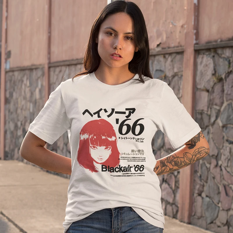 

Футболка женская из 100% хлопка, уличная одежда в стиле хип-хоп, мультяшный принт канадзи, хлопковая летняя рубашка в стиле Харадзюку с коротким рукавом