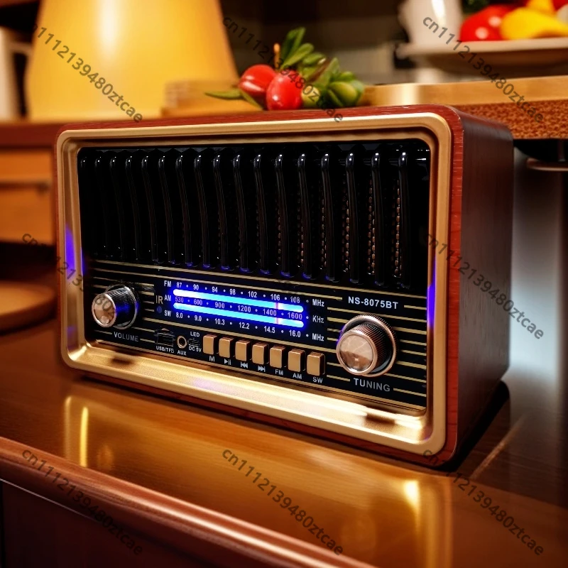 Vintage Desktop Radio FM AM SW Bluetooth Speaker Remote Control Card Player Retro Home Audio