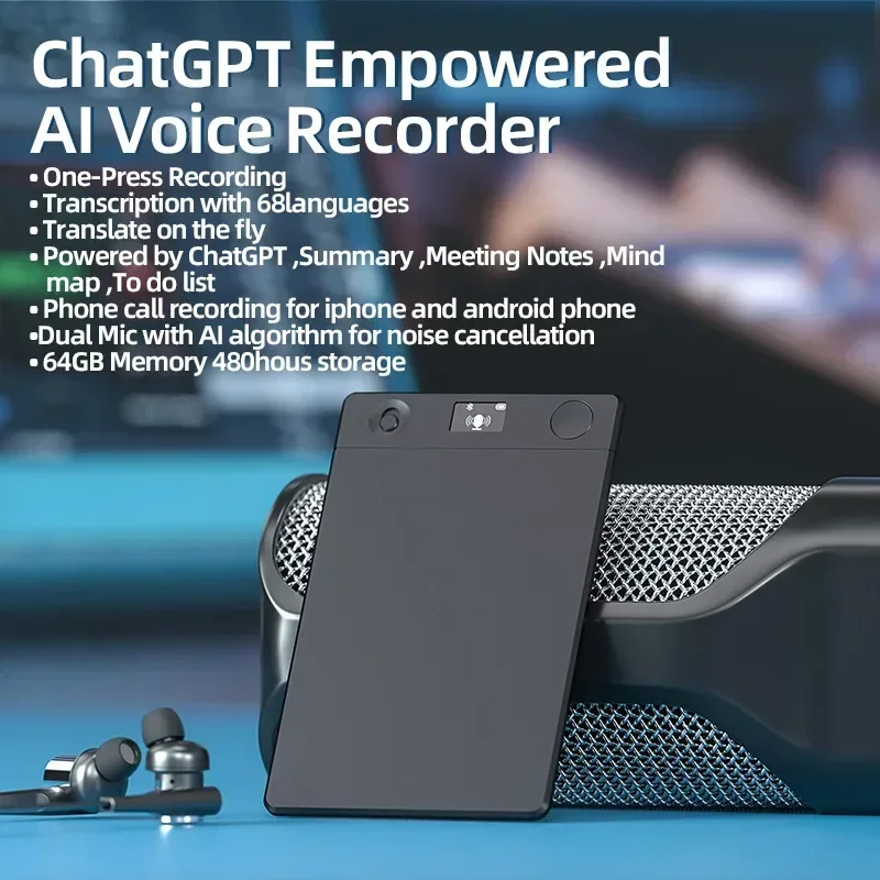 AI voice recorders Empowered by ChatGPT audio recorder with megsafe App Control Transcribe & Summarize  for Calls, Meetings