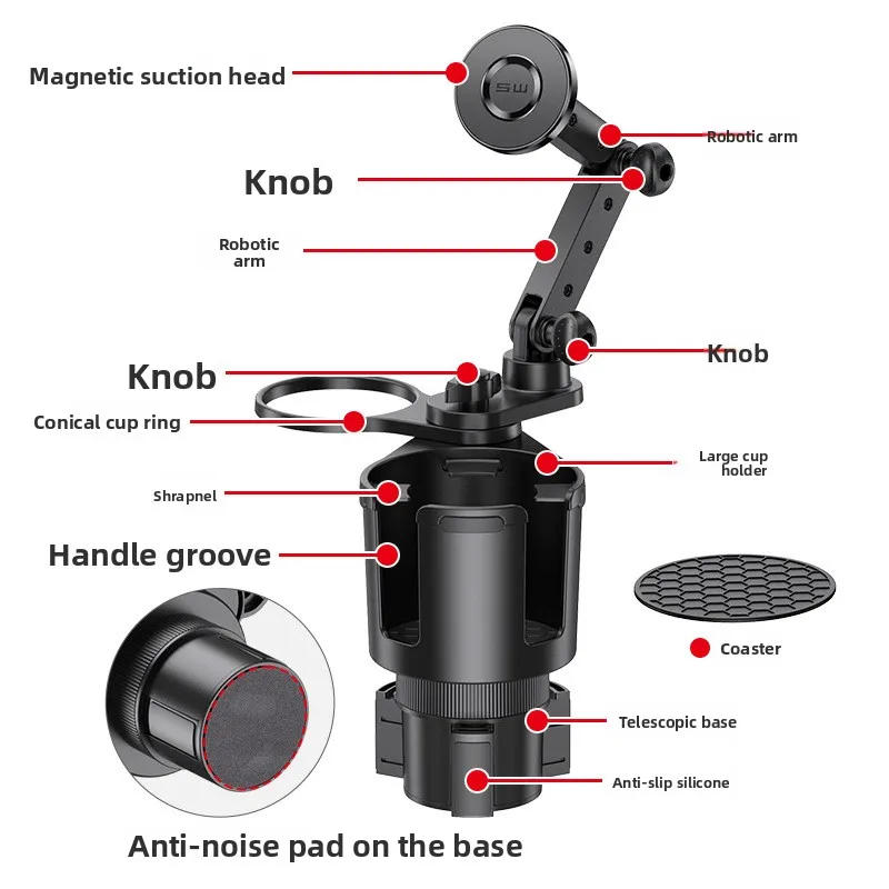 Automotive Supplies: Car Two-in-one Multi-purpose Cup Holder, Beverage Holder,  Mobile Phone Holder, Adjustable Navigation Stand