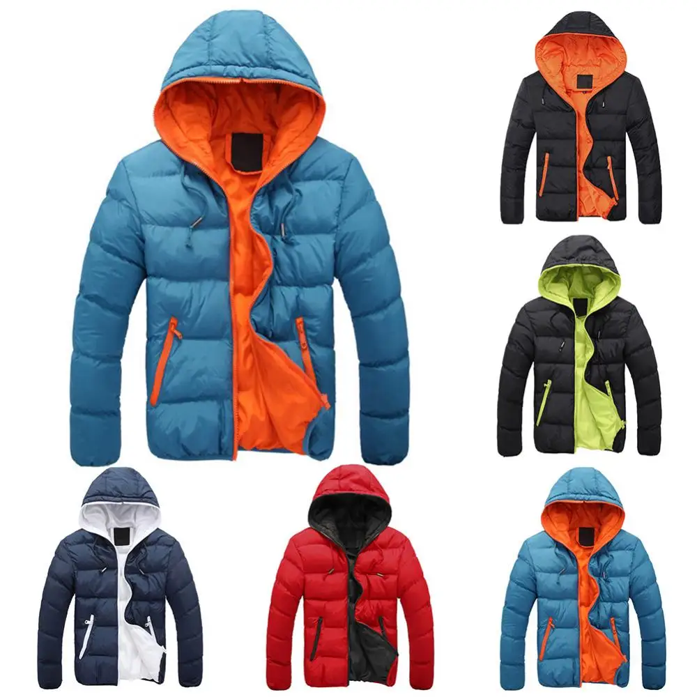 2024 Men\'s Casual Jacket Cotton Parka Coat Autumn Winter Thin Hooded Cotton Padded Jacket Windproof Outdoor Travel Outwear