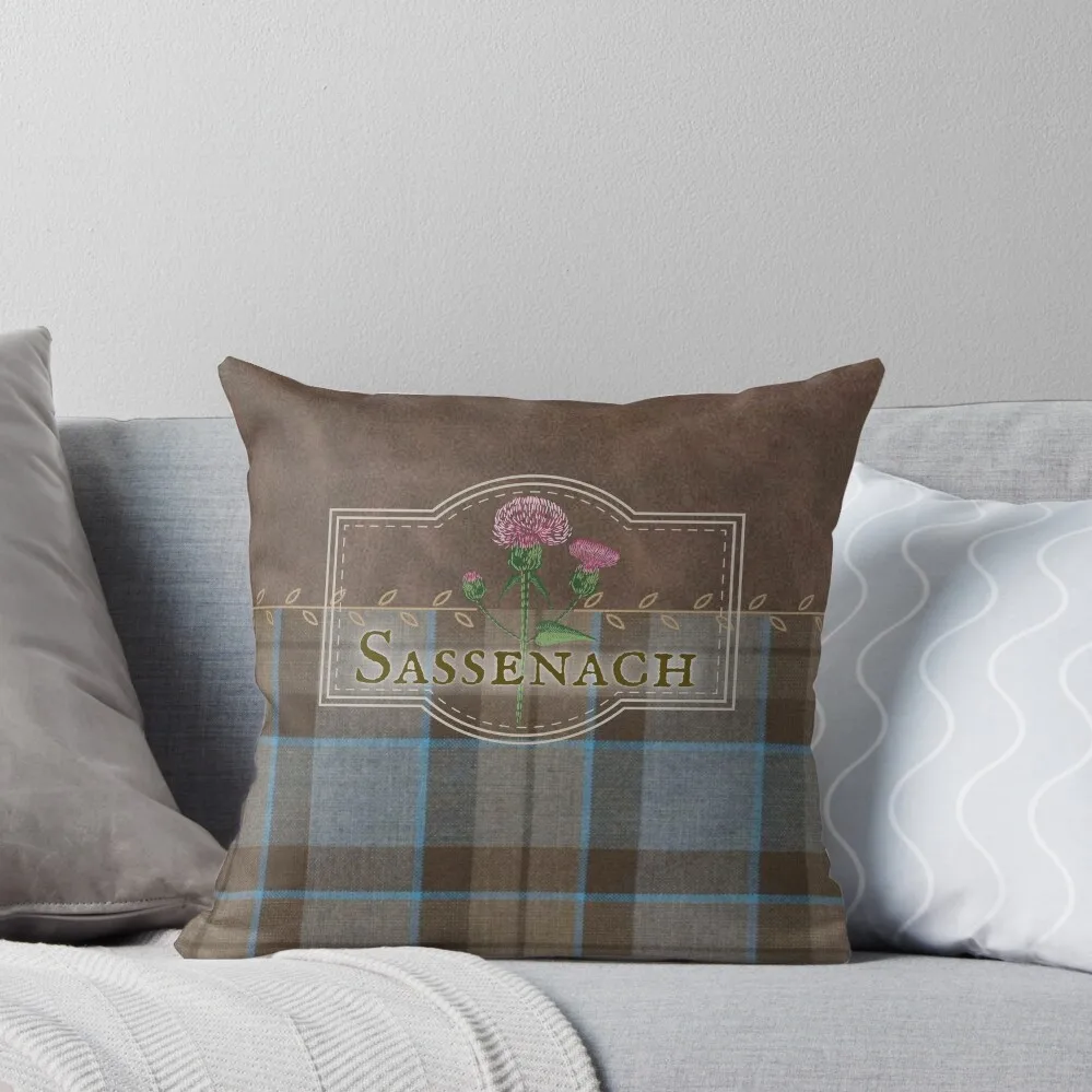 

Outlander - Sassenach Leather and Tartan with Thistles and Leaves Throw Pillow Throw Pillow christmas cushions covers Pillow