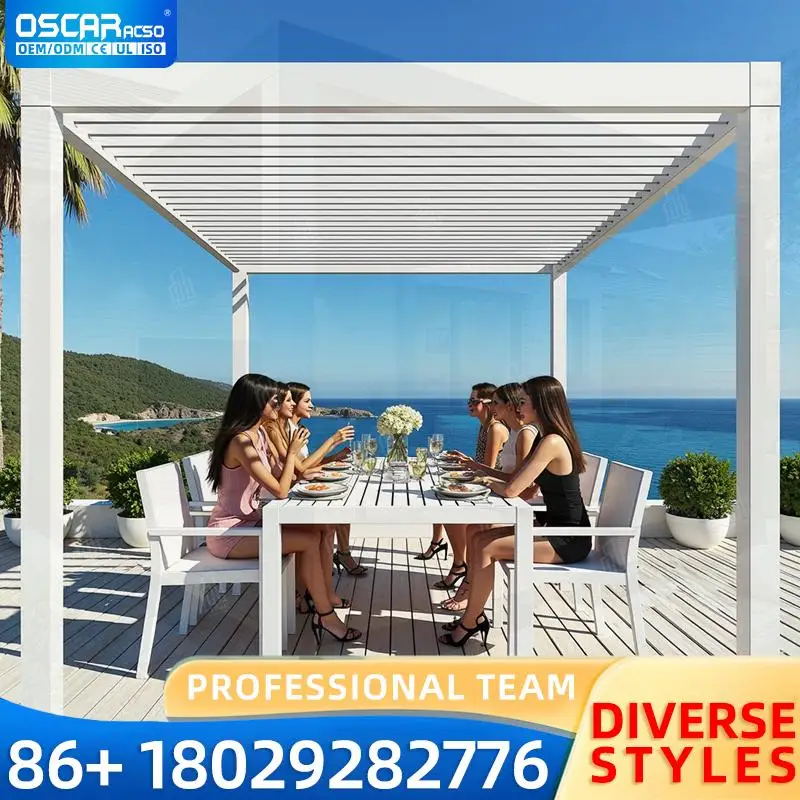 

Automatic Electric Metal Outdoor Aluminium Pergola with Manual Function and LED Light Strips for Patio Garden Balcony pergola