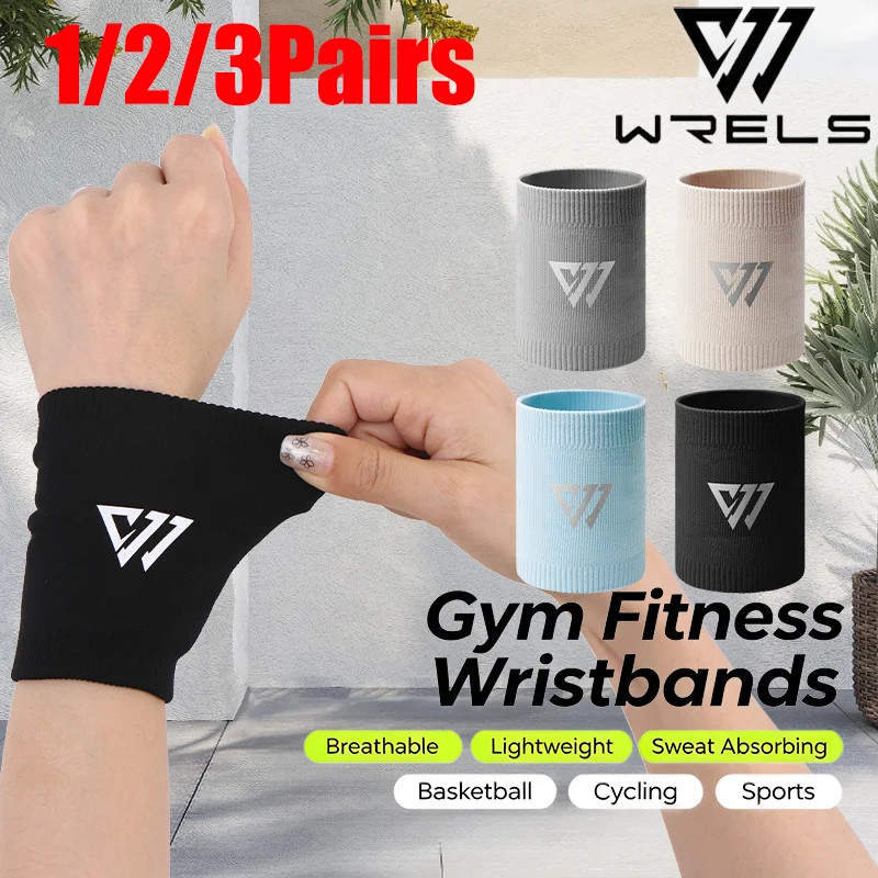 1/2/3Pairs Gym Fitness Wristbands Breathable Lightweight Basketball Wrist Band MenSweat Absorbing Cycling Sports Wrist Band