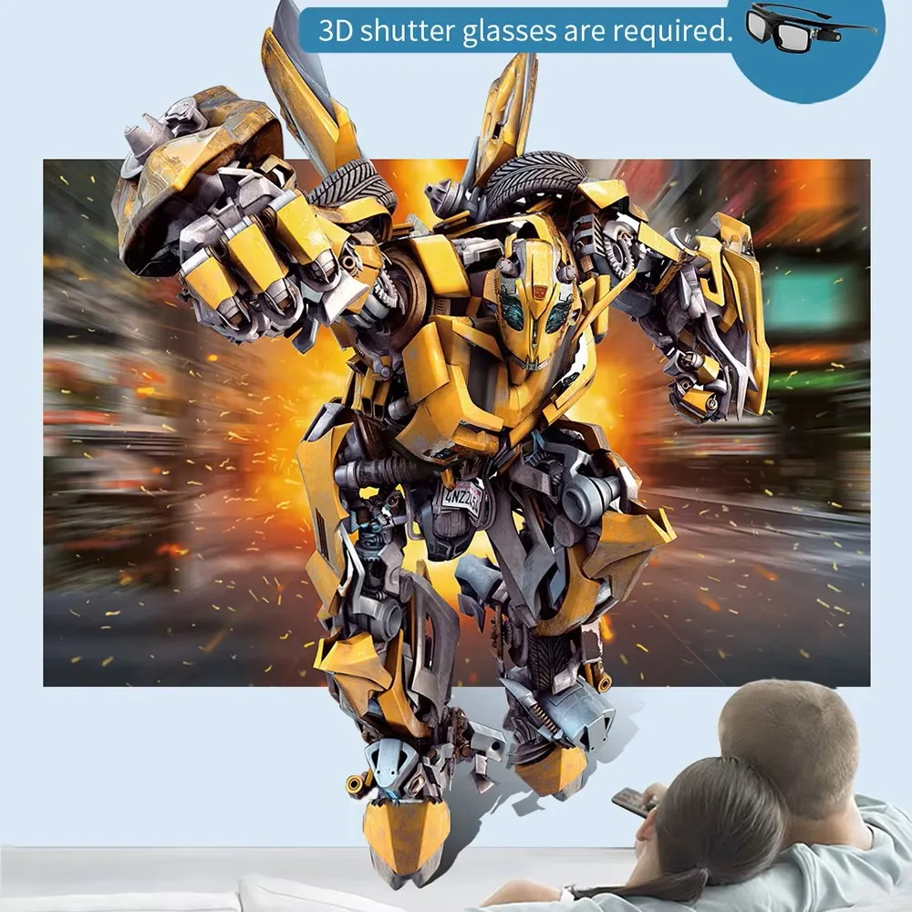 جهاز عرض Smartldea للتخييم في الهواء الطلق جهاز عرض صغير DLP 4K ثلاثي الأبعاد يدعم 1080P BT بطارية مدمجة في حجر المفاتيح التلقائي