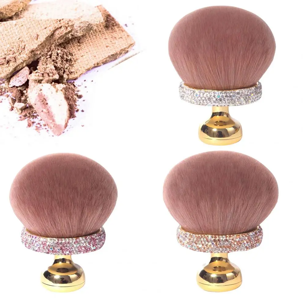 Mushroom Makeup Brush with Rhinestone Handle Multi-purpose Cosmetic Brush Face Body Shimmers Brush Makeup Application Brushes