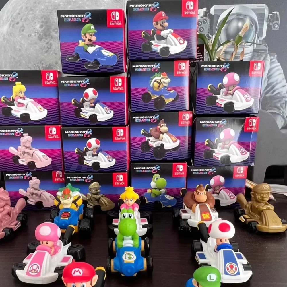 2024 baru Mcdonalds Mario Kart seri Mario Bros tokoh Karting Mainan HAPPY Food Figurine Koleksi patung Model hadiah anak-anak