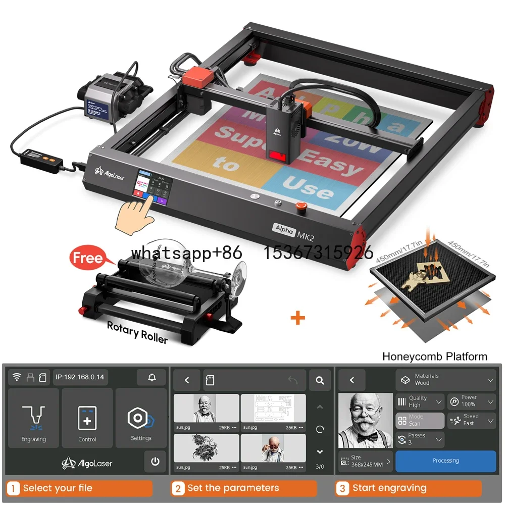 

aLaser Alpha MK2 Powerful Woodworers Laser Engraver Cutter With Air Aissit Desktop Metal Wood CNC Engraving Cutting Machine