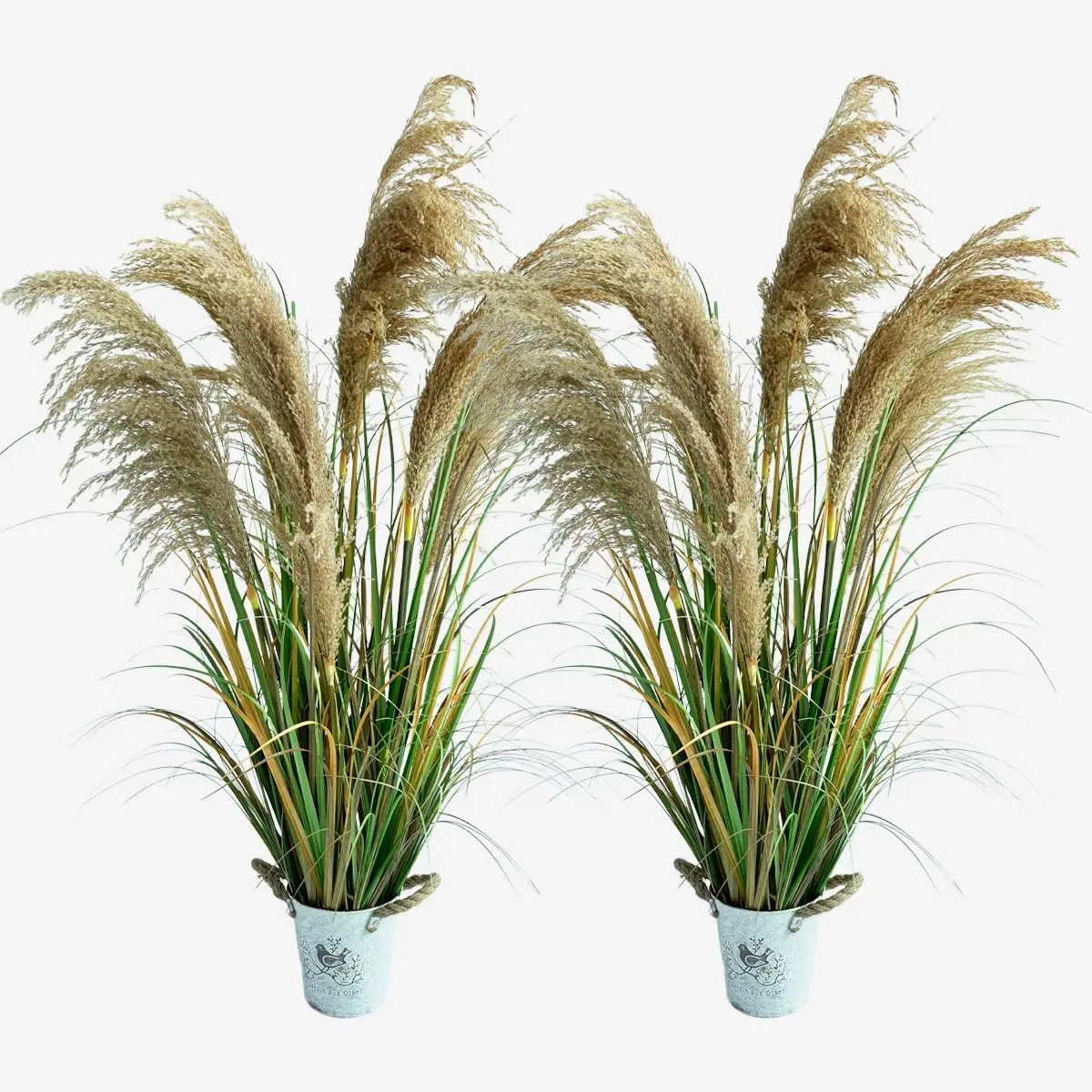 

Alonfala - 43"" (2-Pack) Pampas Grass Potted Plants - Artificial Faux Plants Featuring Tall Grass, Housewarming, And New Home