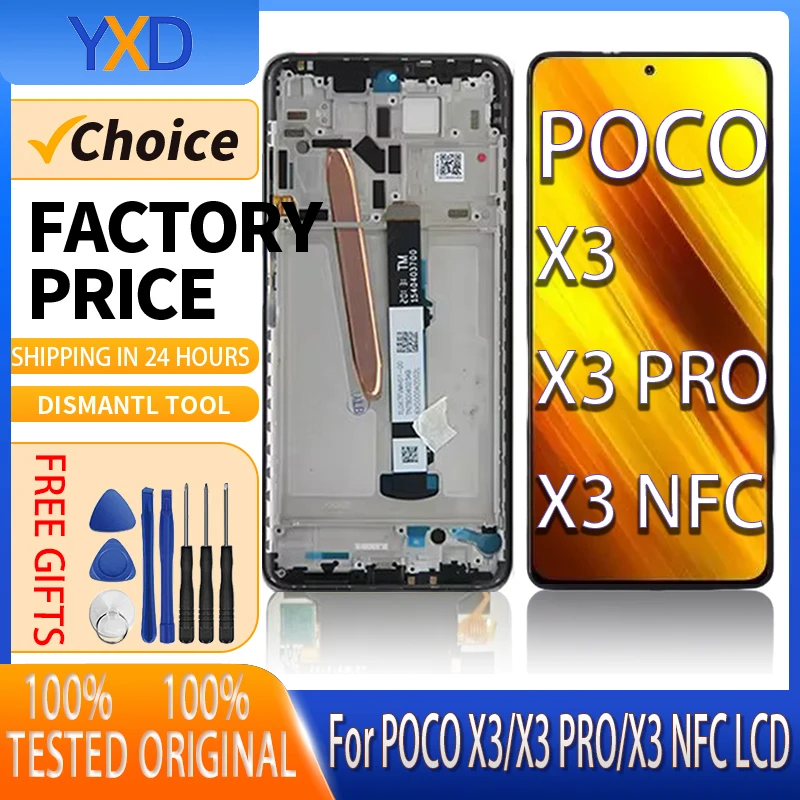 6.67 ''จอแสดงผล LCD สําหรับ XIAOMI POCO X3 จอแสดงผล LCD Touch Screen Digitizer ASSEMBLY สําหรับ POCO X3 PRO NFC หน้าจอ LCD เปลี่ยน