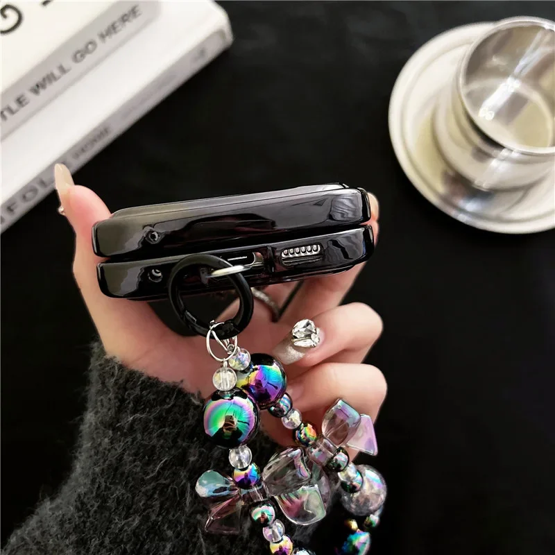 Блестящий чехол с медведем и гальваническим покрытием для телефона Samsung Galaxy Z Flip 6 5 4 3, защитная задняя крышка для ZFlip4 ZFlip5 ZFlip6, чехол